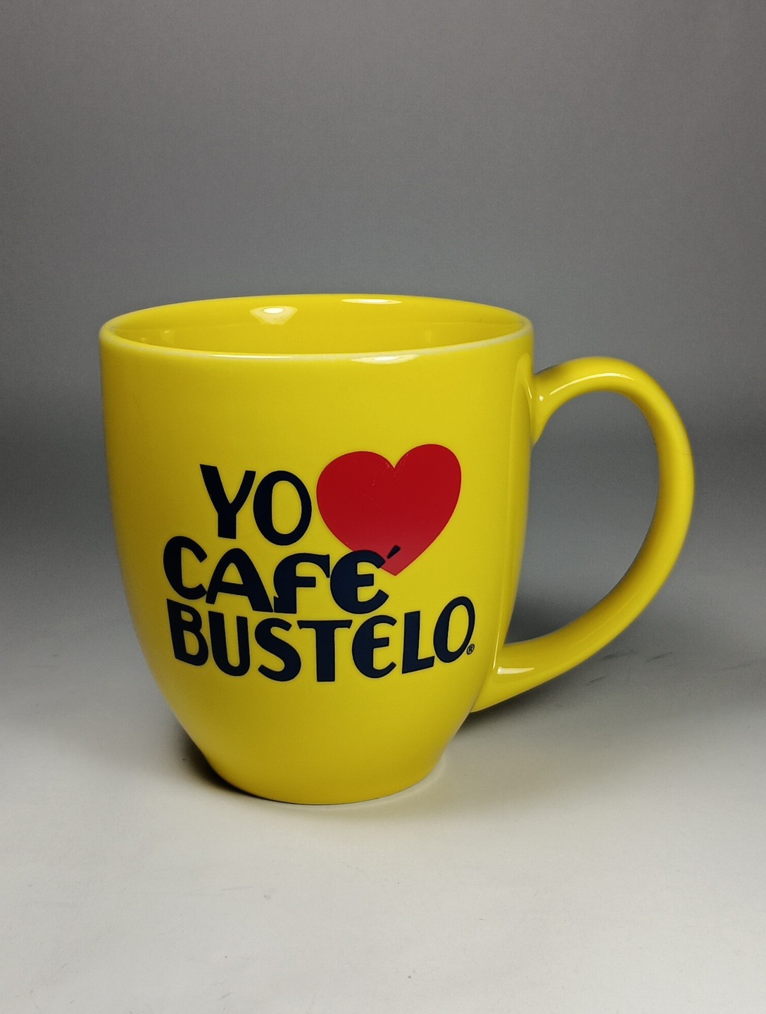 YO HEART CAFE’ BUSTELO Coffee Tea 4″ Yellow Mug Cup I Love NEW RARE