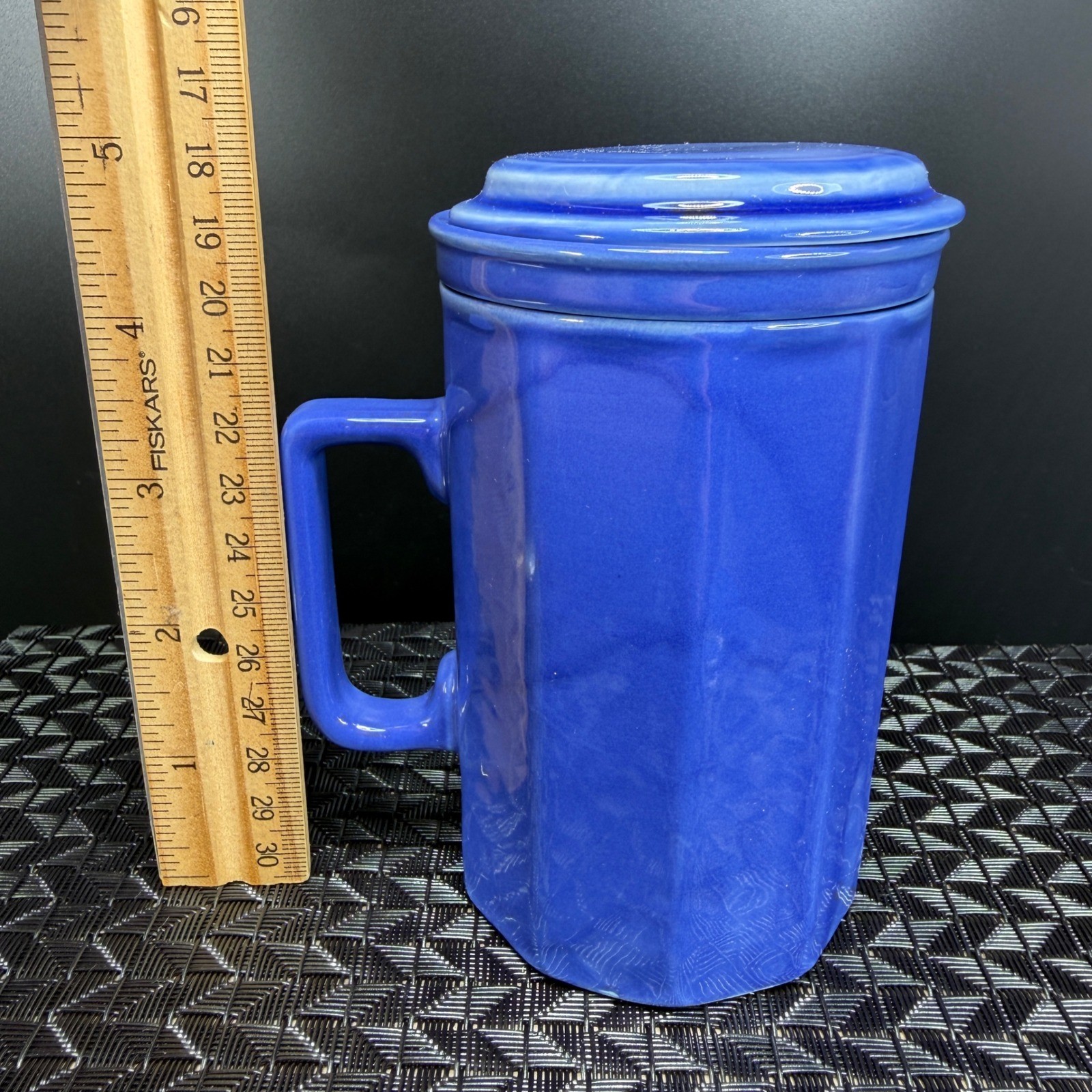 Lampang Silpanakone Thailand Blue Ceramic Tea Mug Set with Infusers and Lids 2pc