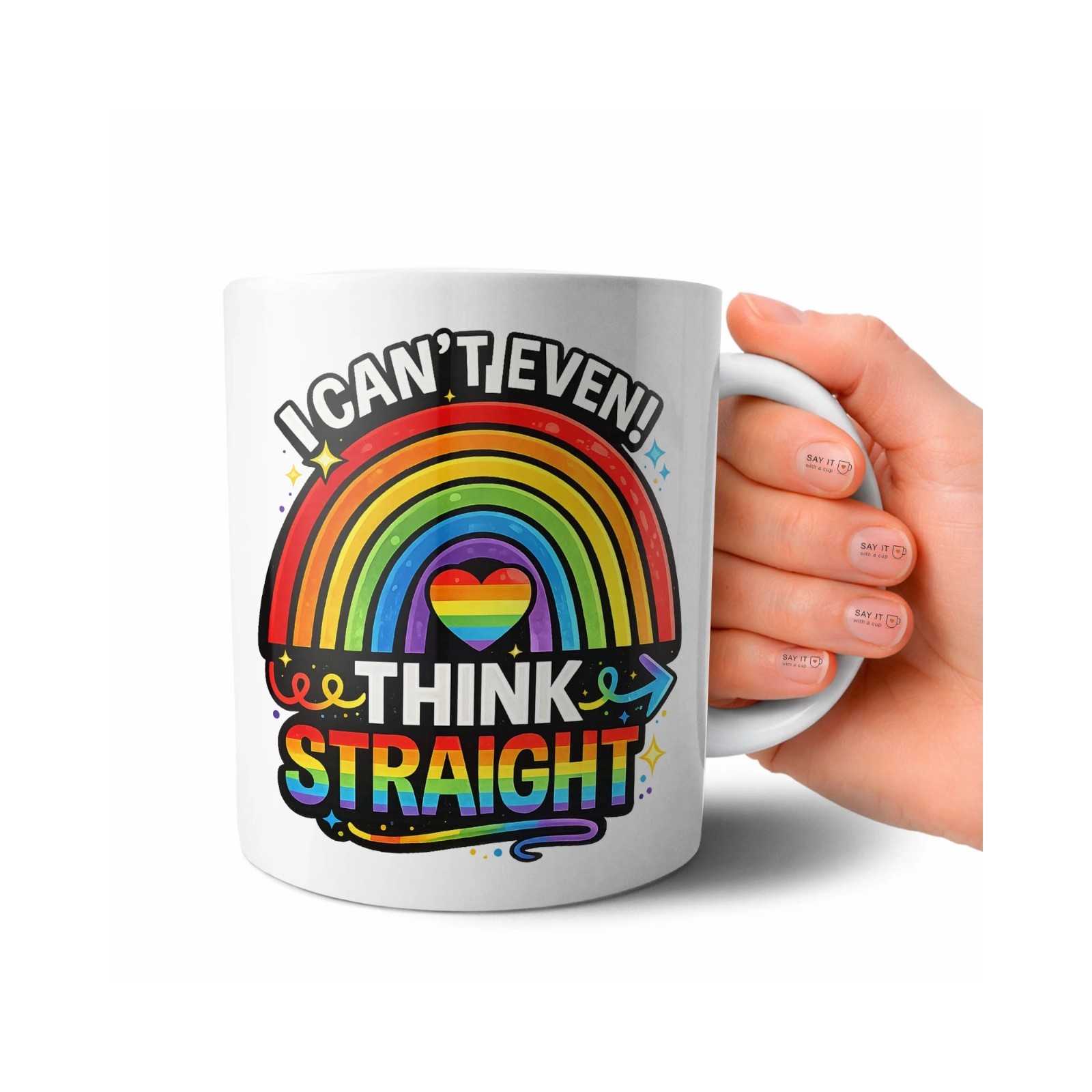 I Can’t Even Think Straight Mug Rainbow Pride Coffee Cup Funny LGBTQ Gift