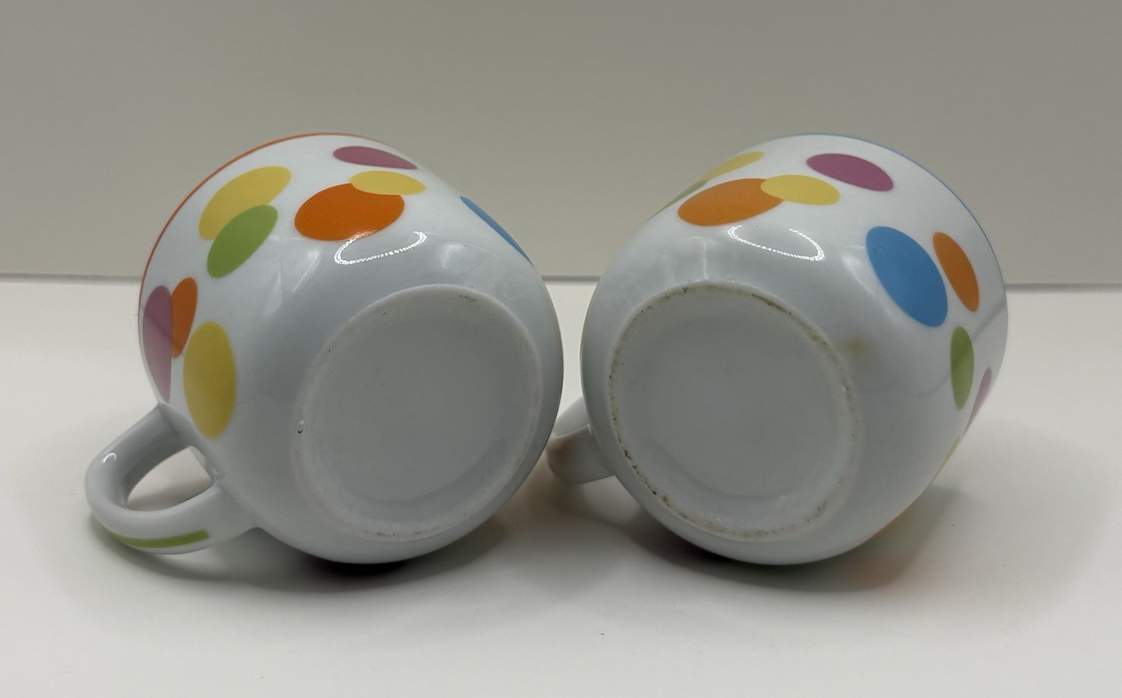 Ceramic Mug Set of 2 Multicolor Polka Dot Decorated Mugs