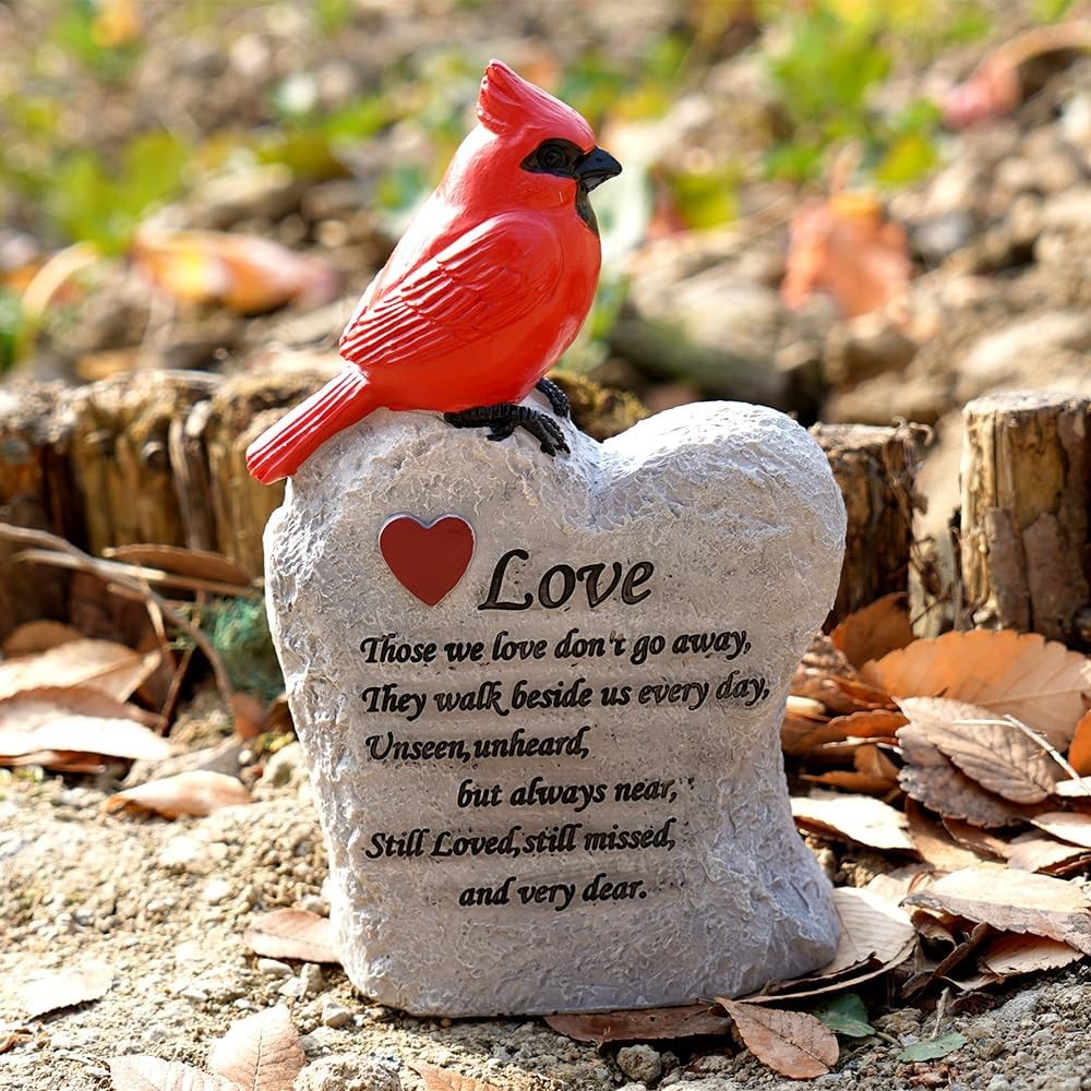 Cardinal Decor Garden Decor,Red Cardinal Memorial Stones for Loved Ones, Card…
