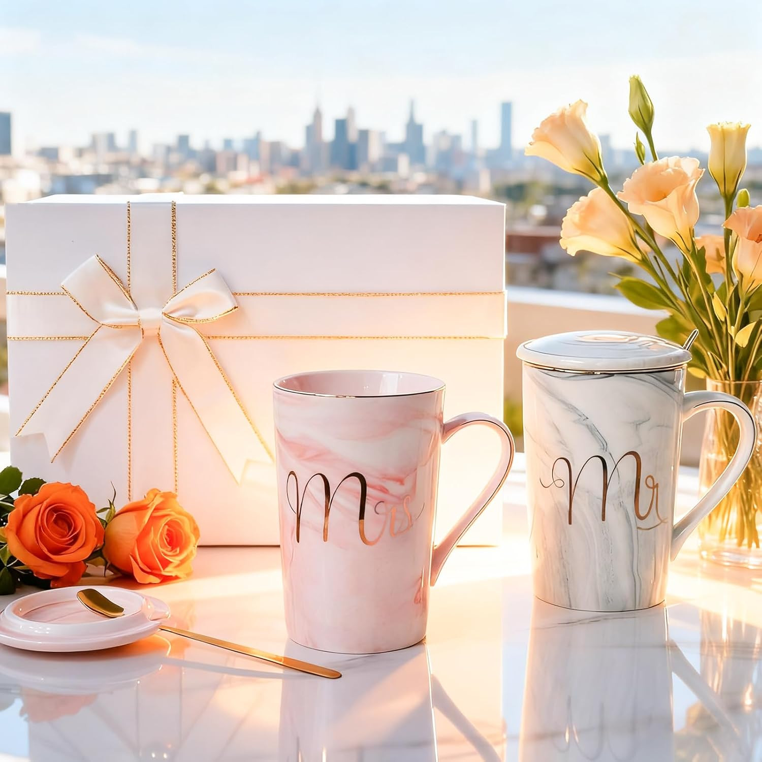 Mr and Mrs Coffee Mugs Set – Wedding Gifts for Bride and Groom – Gifts