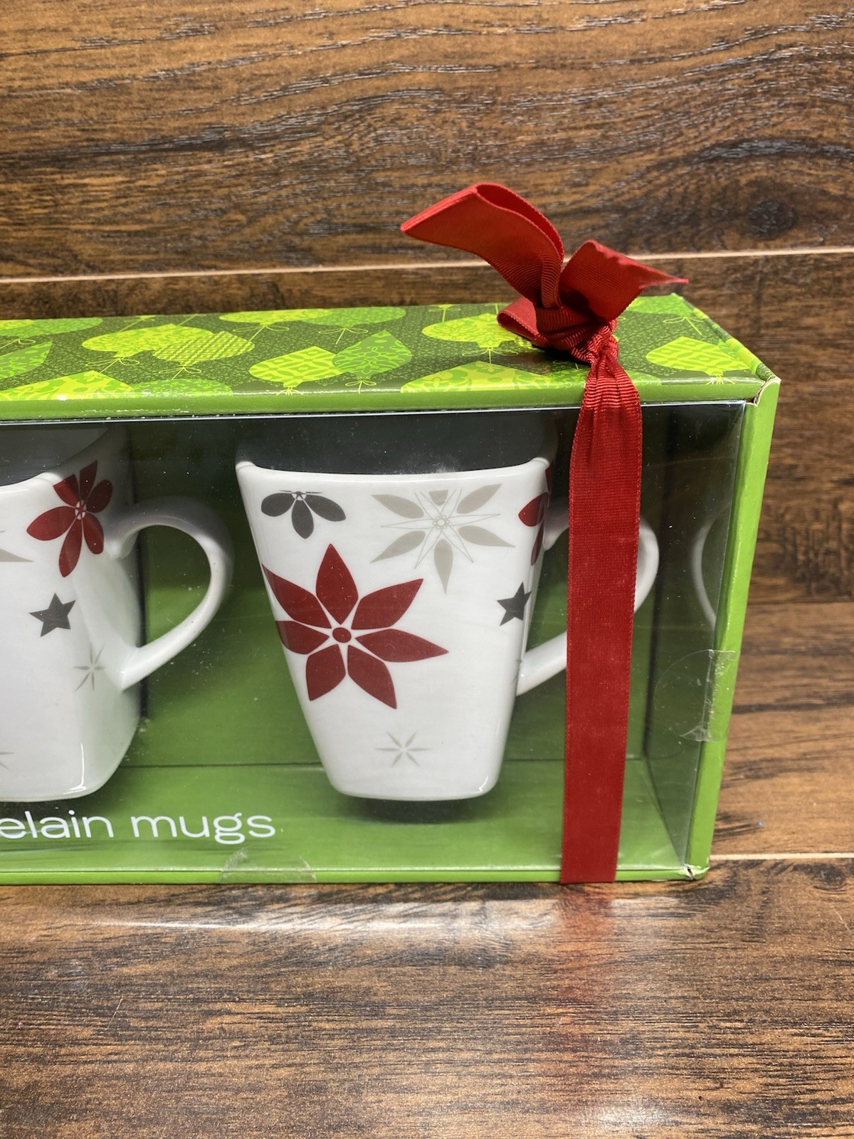 Food Network Linzer Star Porcelain Mug Set Christmas Holiday New In Box