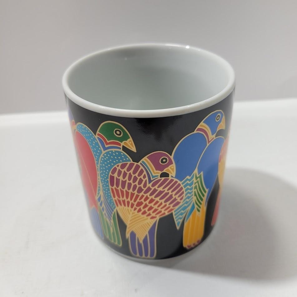 Vintage Laurel Burch Mythical Menagerie Birds Coffee Mug Multicolor Pop Art