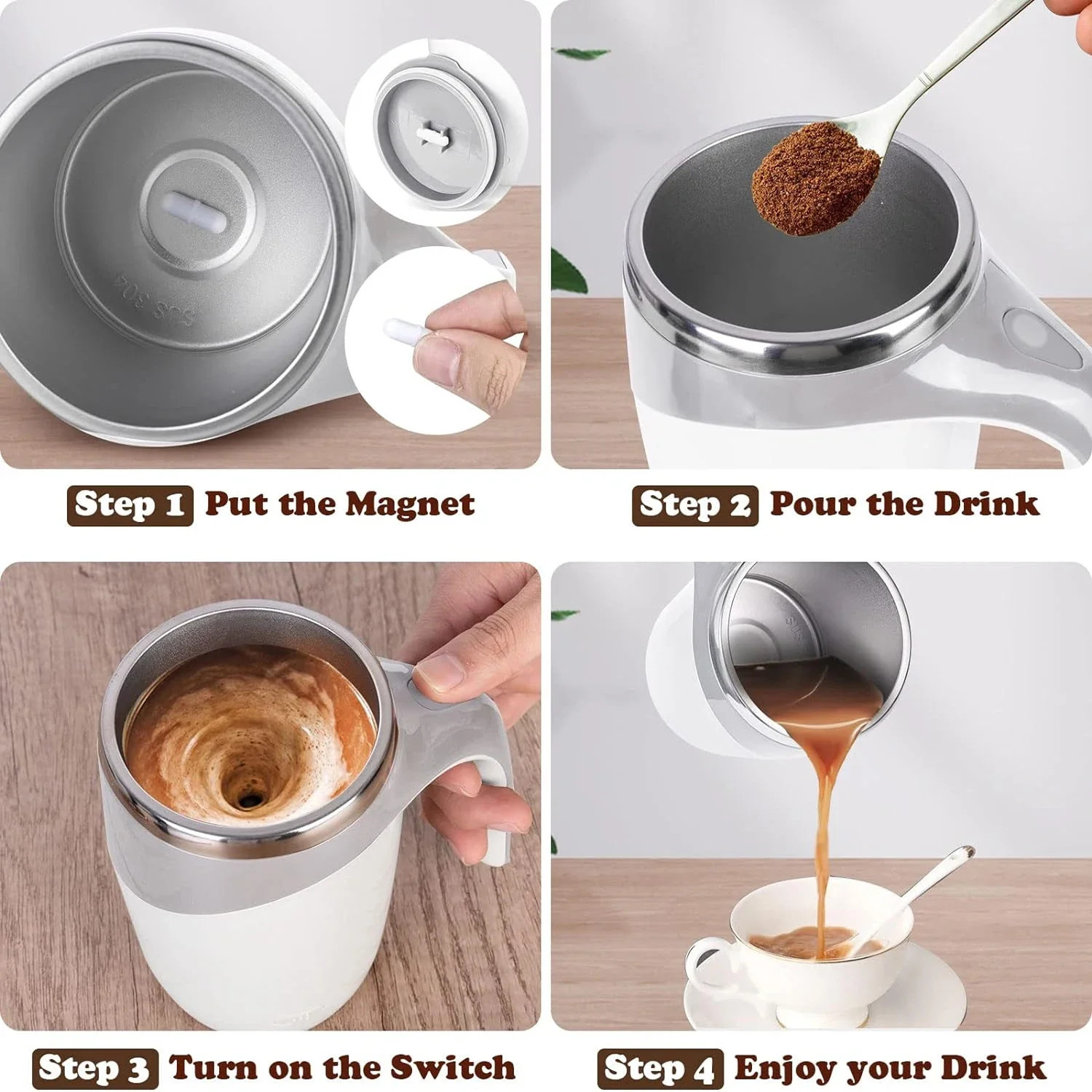Electric Self Stirring Mug Rechargeable Magnetic Mixing Coffee Cup Electric