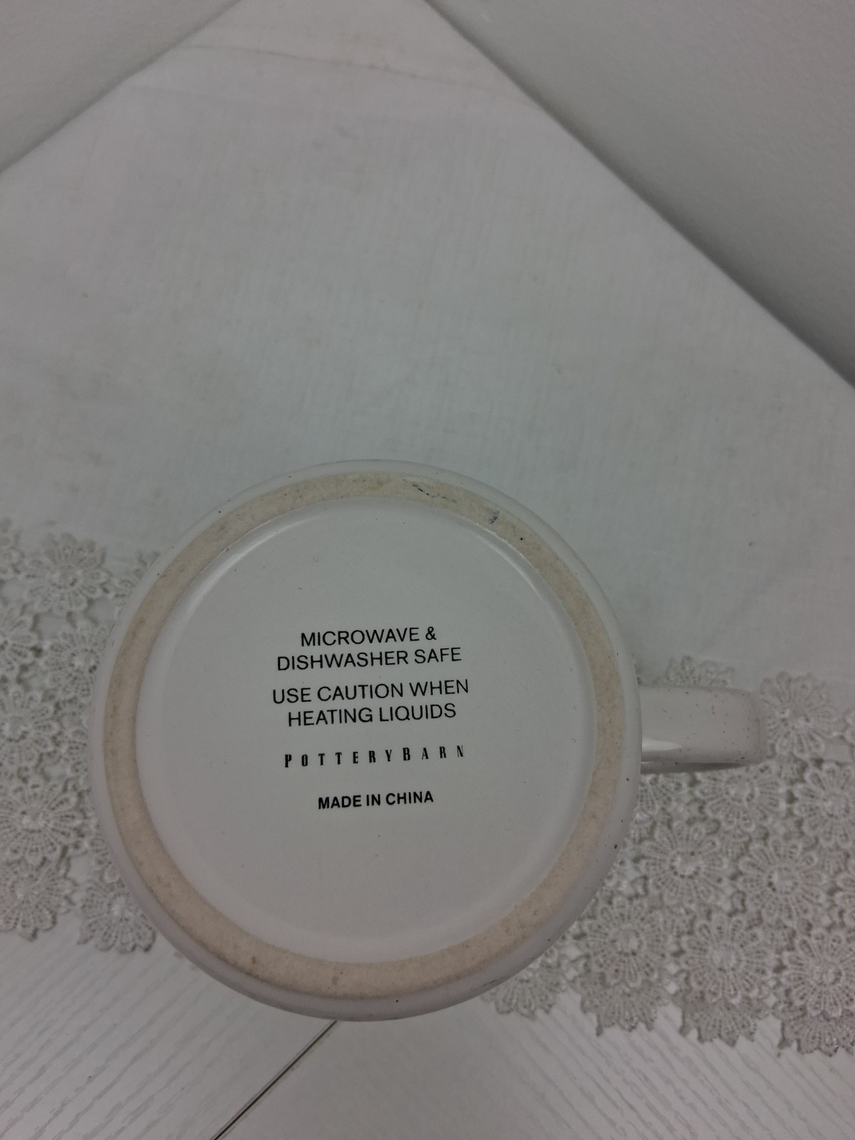 Pottery Barn Wolf Coyote Puppy Dog Black White Speckled Splattered Lg 16 Oz Mug