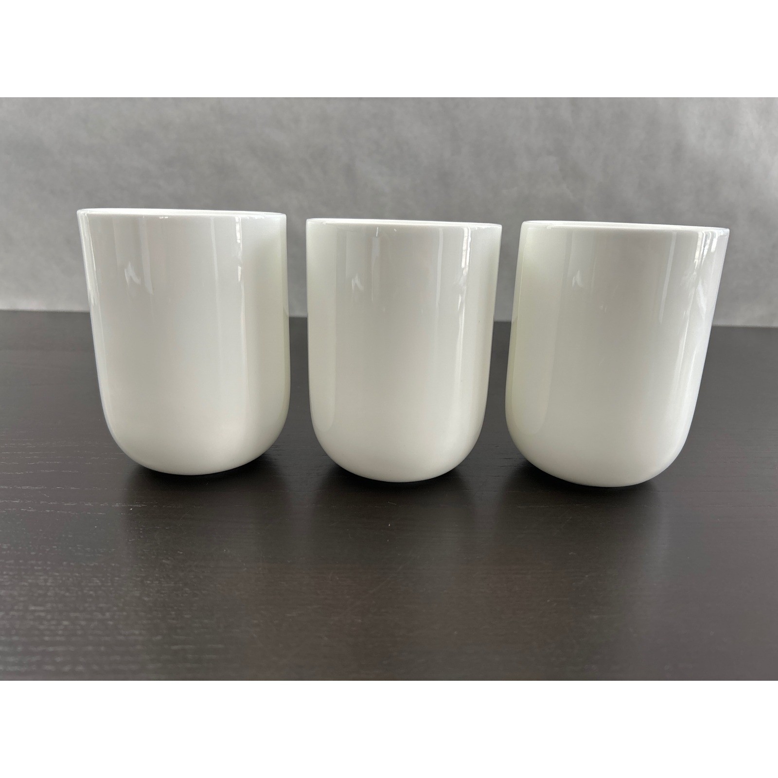 Hotel Collection White Bone China Mugs Set of 3 Minimalist Coffee Cups