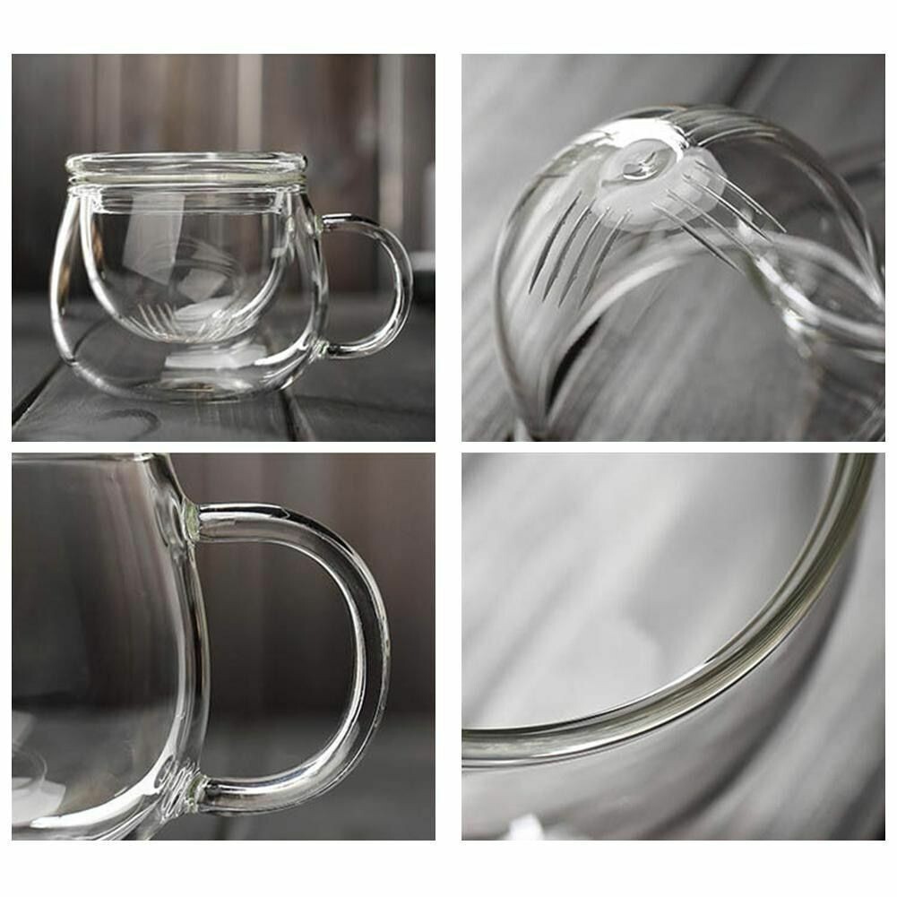 300ml Heat Resistant Tea Mug with Filter Glass Tea Cup with Lid and Infuser New