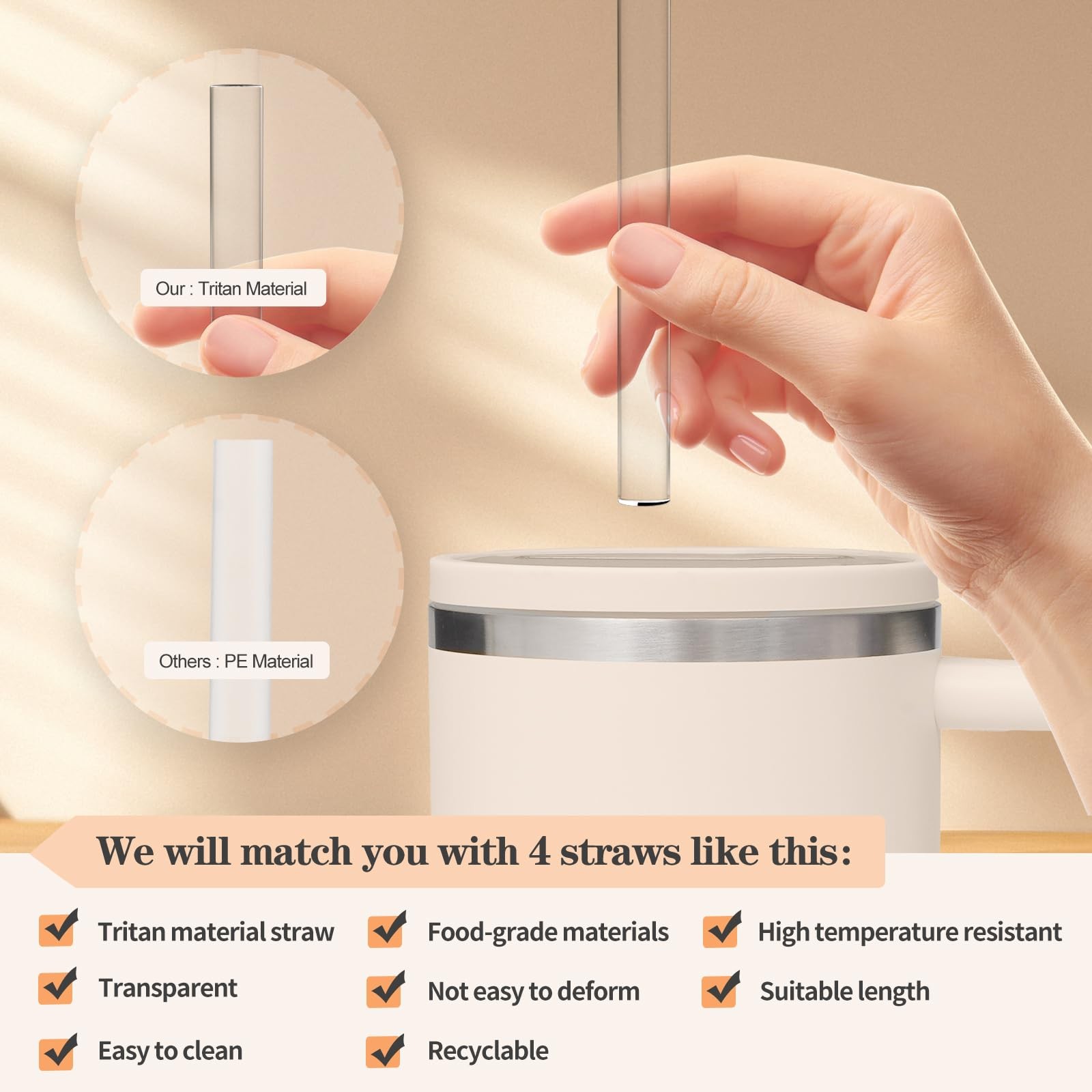 2 Pack 40 oz Tumbler Flip Straw Leak Proof Lid Replacement Fit for Stanley Qu…