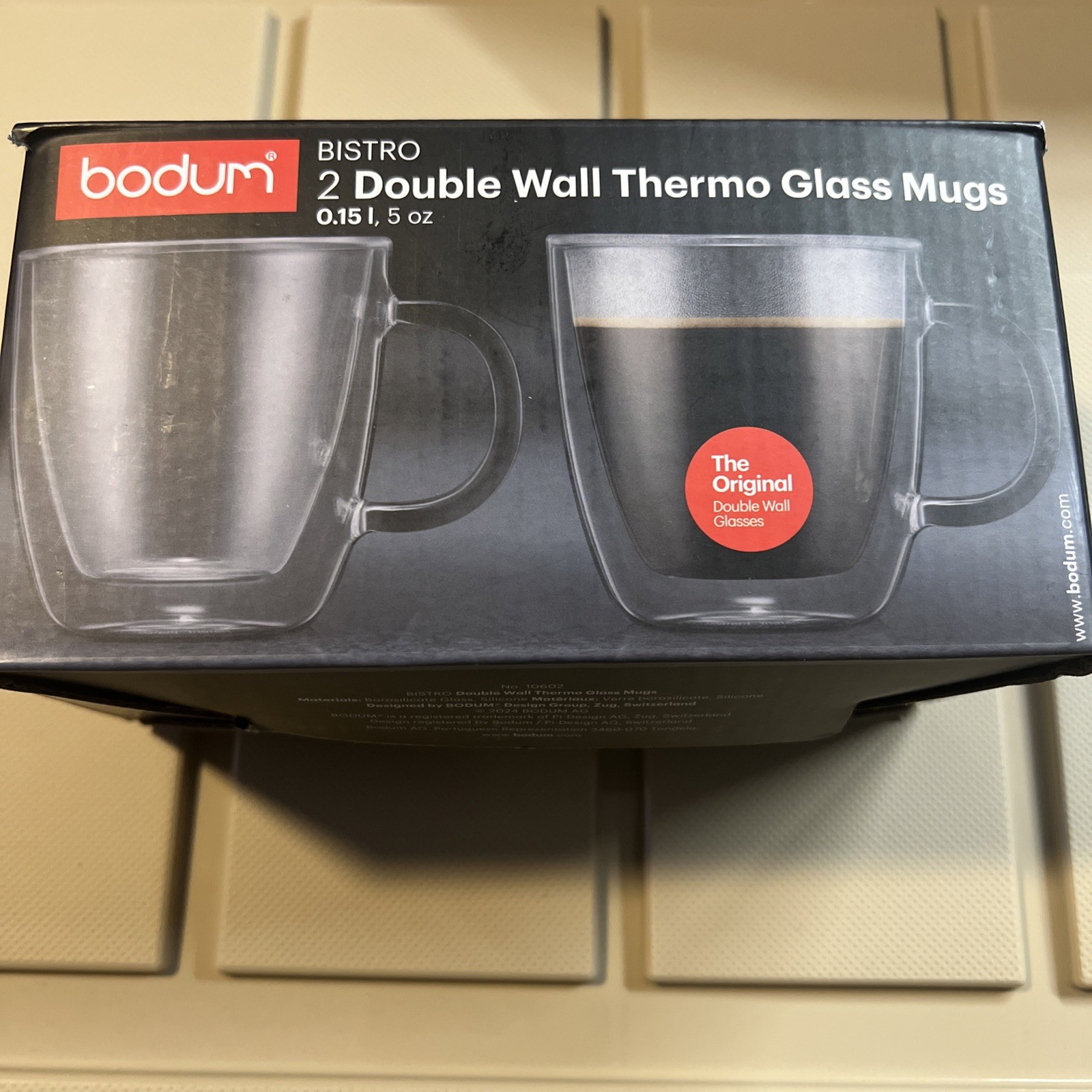 Bodum Bistro Coffee Mug, 5 Ounce(2-Pack), Clear Double Wall Mug