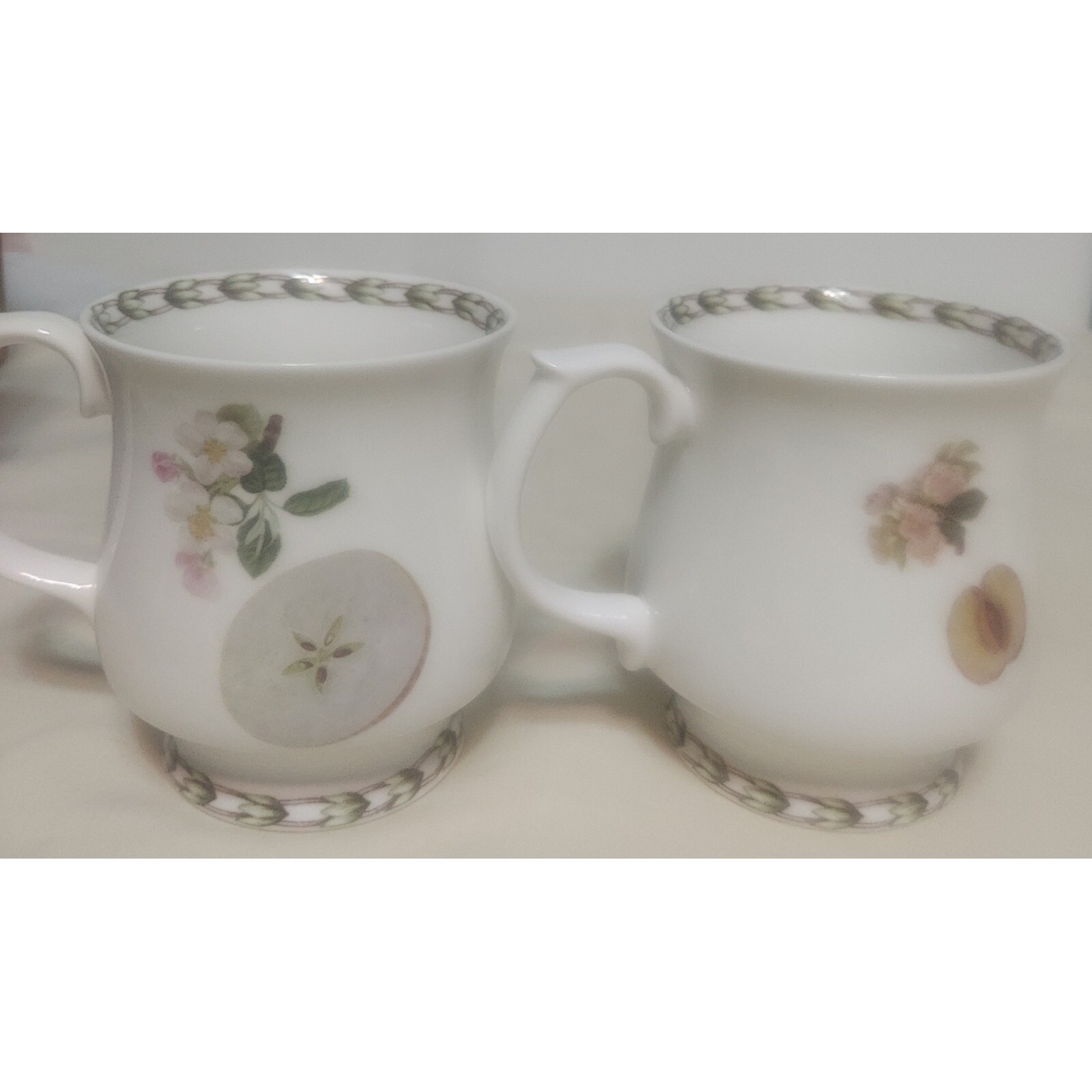 Queen’s Hookers Fruit Mugs Fine Bone China Coffee Tea Set of 2