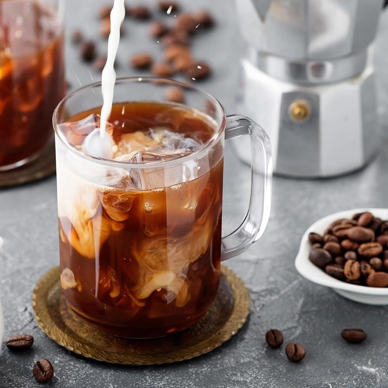 Clear Borosilicate Glass Coffee Mugs Lightweight Dishwasher Microwave Safe Set