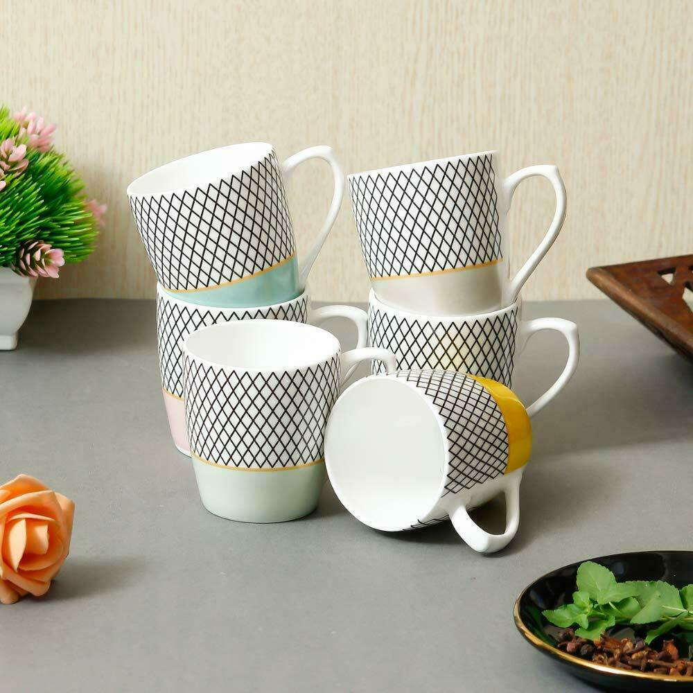 Fine Bone China Ceramic Handcrafted Multicolor Design Tea Cup – 6 Pcs,160 ML