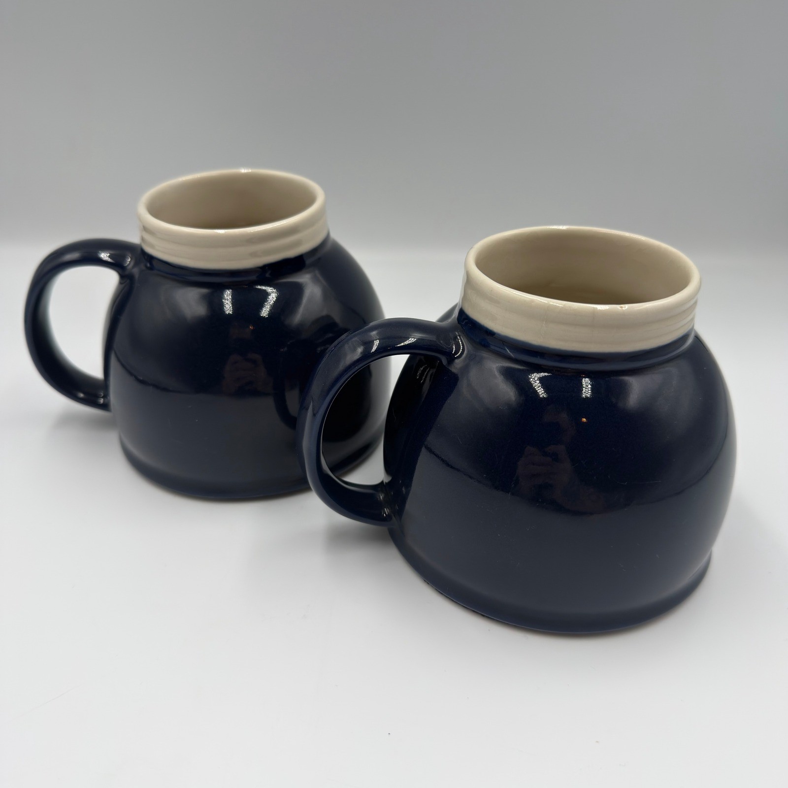 Feltman Langer Captain & First Mate Nautical Mug Set Navy Blue Ceramic Non-Slip
