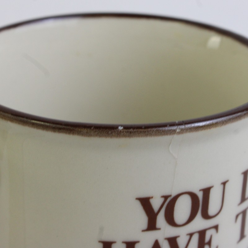 Unbranded “You Don’t Have To Be Crazy But It Helps” Beige Ceramic Mug 4″ Tall