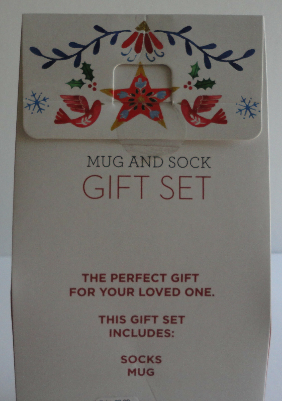 Mug Sock Gift Set Christmas Holiday Peace Love Snowflakes Heart Winter NIB