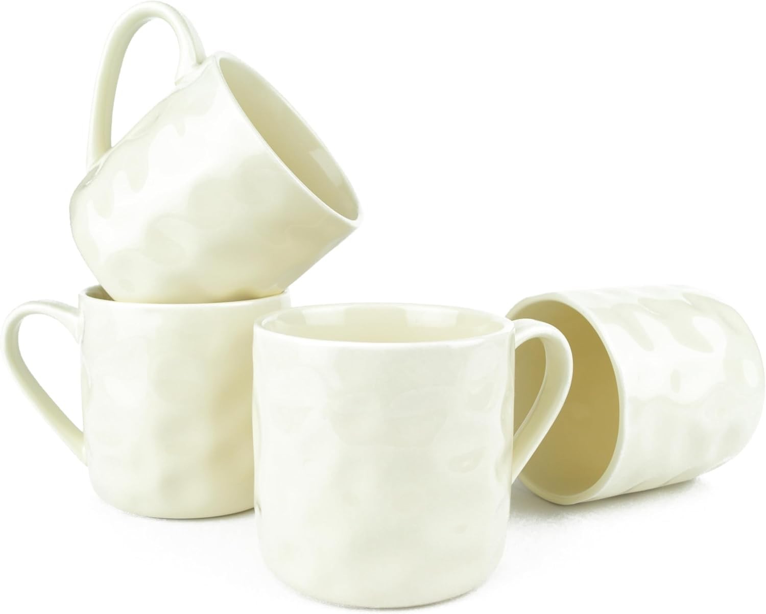 14 oz Cream White Coffee Mug Set of 4, Durable Ceramic Cups, Hot & Cold Drinks