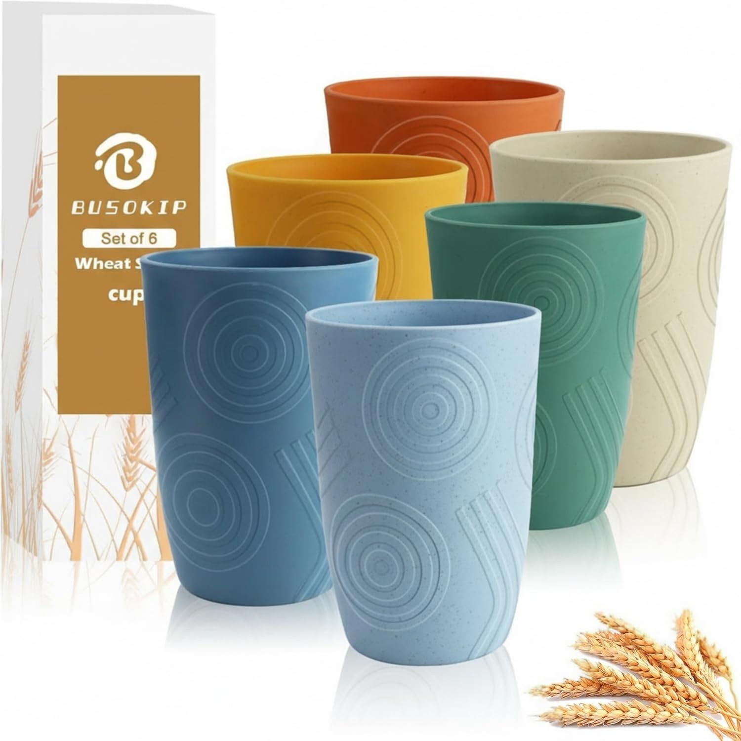 Wheat Straw Cups 16 OZ, Plastic Drinking Glasses, Drinking Cup, Unbreakable K…
