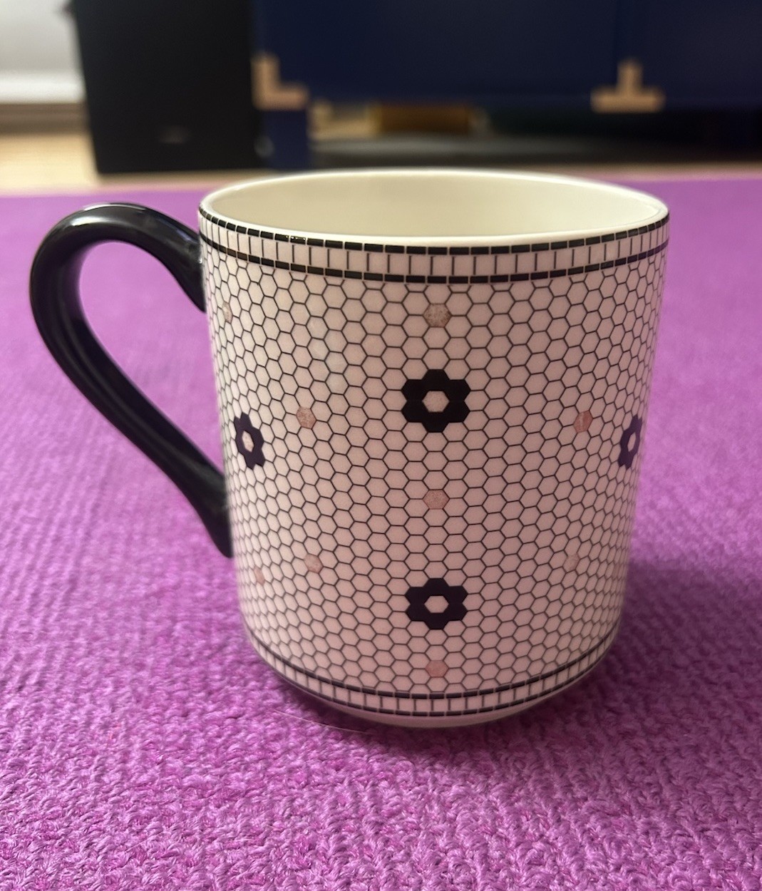 Anthropologie Bistro Tile Stoneware Monogram Edition “S” Mug