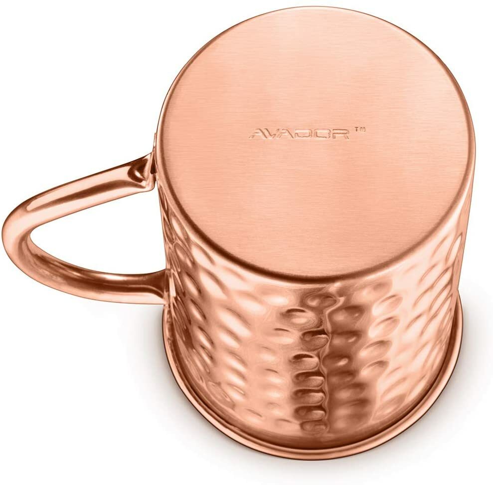 AVADOR Handcrafted Cylindrical Shape 100% Pure Copper Moscow Mule Mugs Set of 4