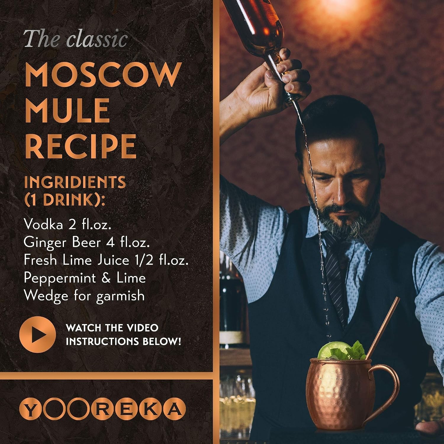 Copper Drinkware Set for Home Bar Enthusiasts