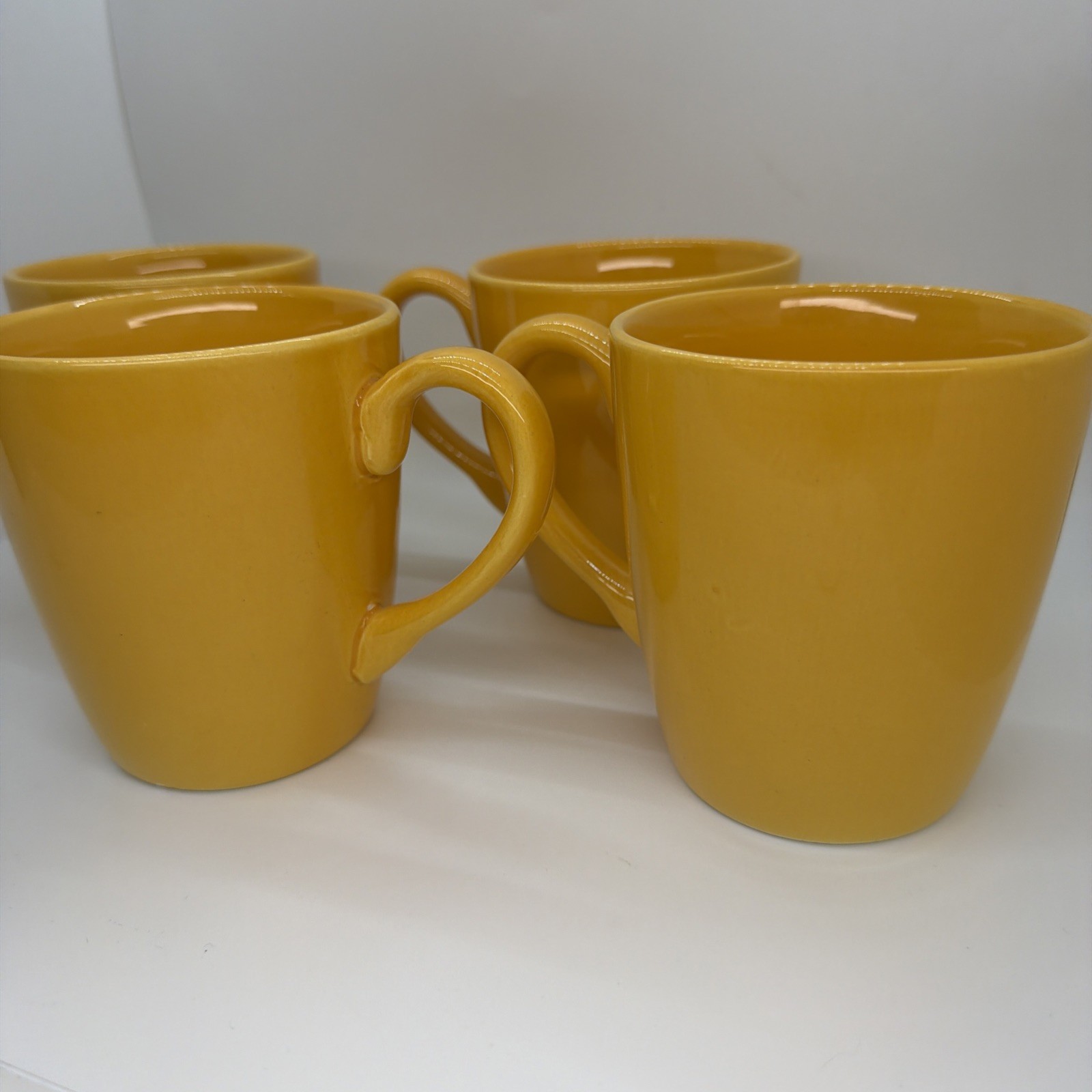 Tabletops Gallery Amalfi Yellow Cups Coffee Mugs 6in Set of 4 Stoneware Round