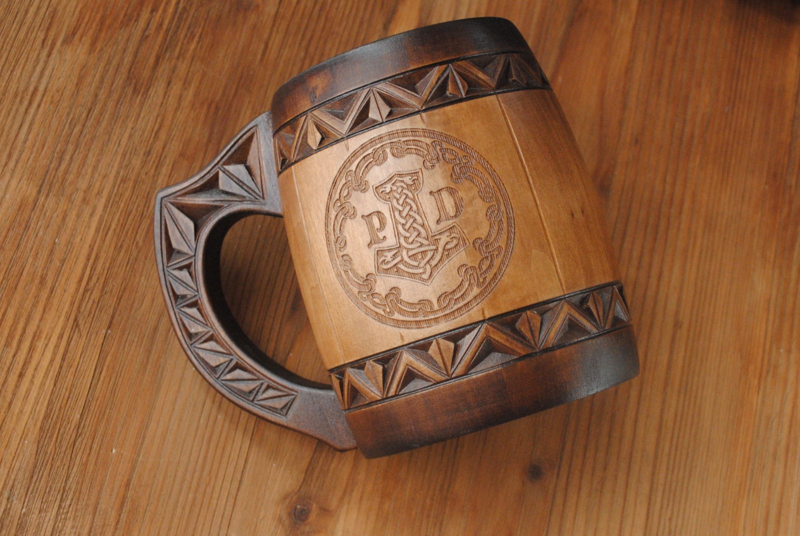 Wooden Beer Mug Custom Wedding Gift Personalized Tankard for Him Viking stein