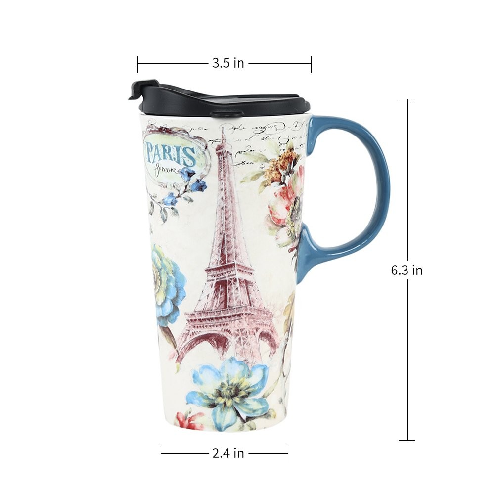 17 oz. Ceramic Travel Mugs and Coffee Cup with Sealed Lid and Color Box