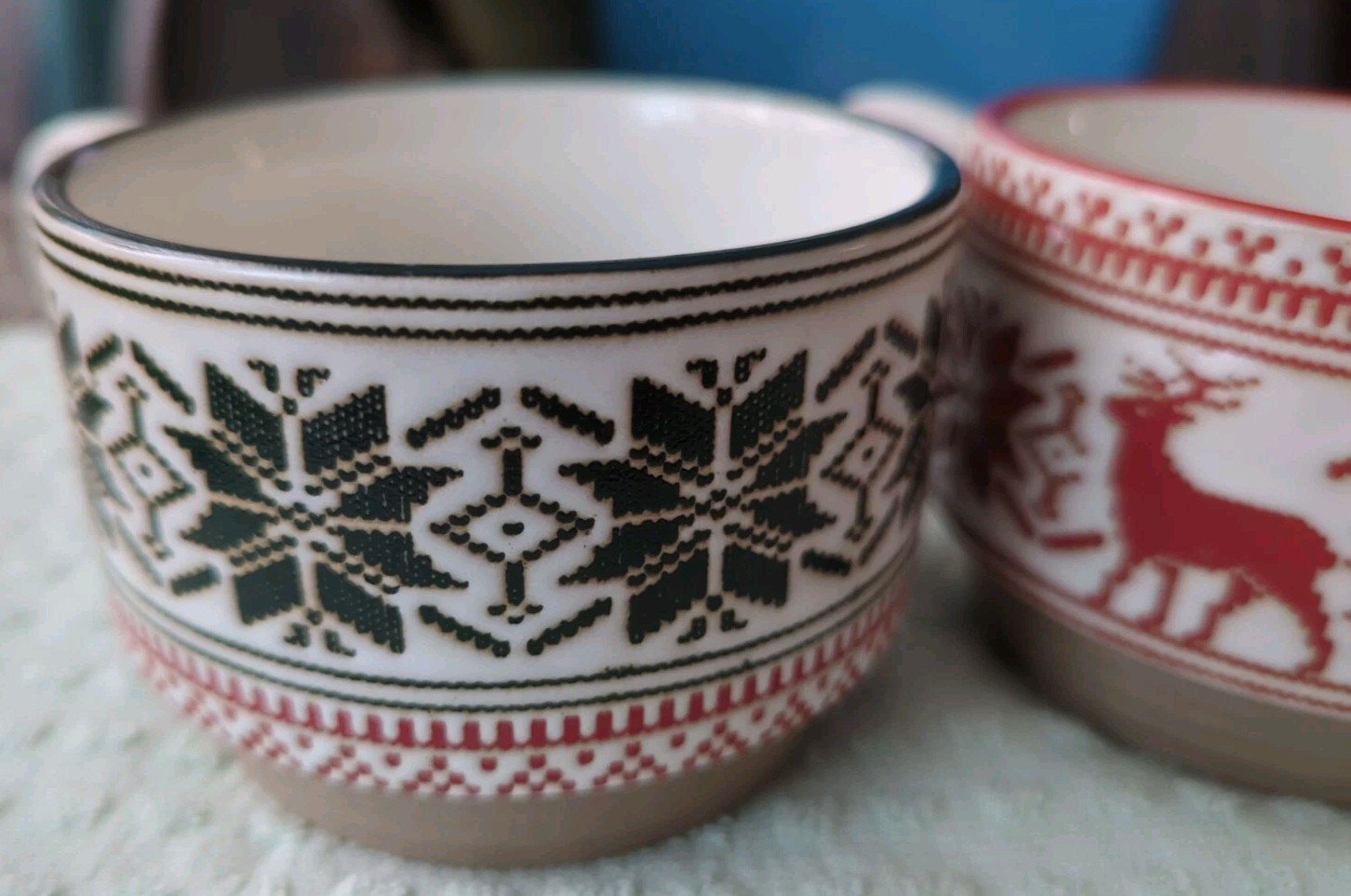 Set/2 Magnolia Hearth & Hand Winter Fair Isle Stackable Stoneware Mug Multicolor