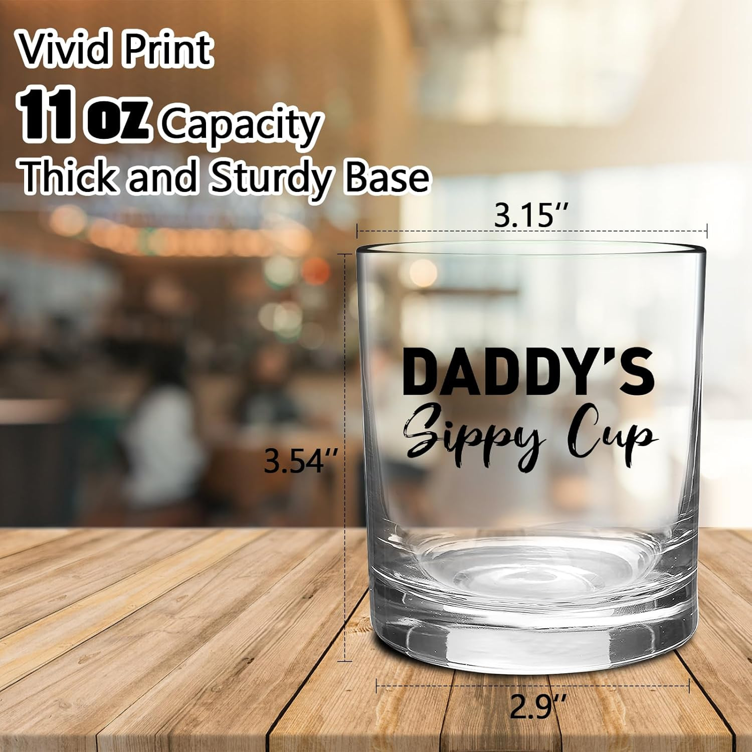 Fathers Day Dad Gifts from Daughter Wife – 11 OZ Whiskey Glass for New Dad Husba