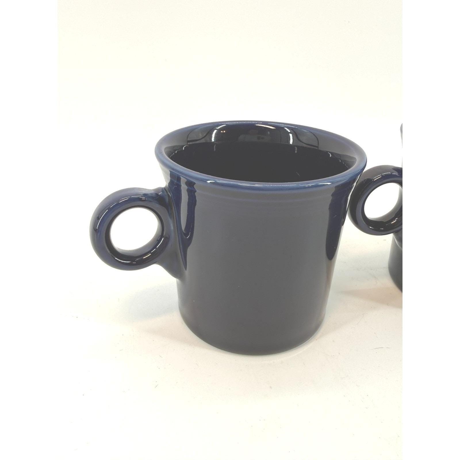 Fiesta Coffee Mugs Set of 2 Cobalt Blue Ring Handle Ceramic 8oz Regular Size
