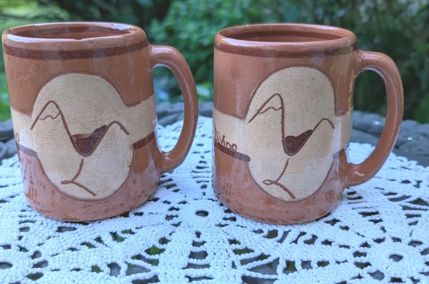 Clay Coffee Tea Mug Birds Crane Handmade Terracotta Minimalist Handmade Cups