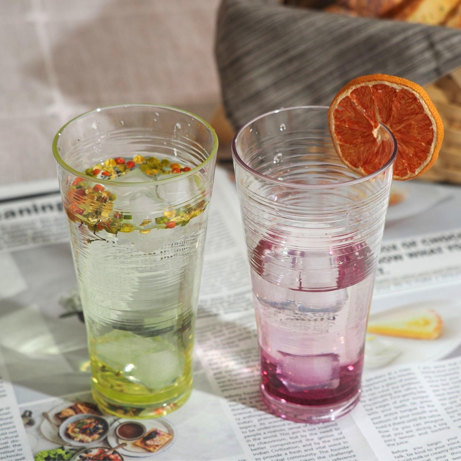 Ombre Tumbler Set 20oz 8-Piece Shatterproof BPA-Free Plastic – Durable