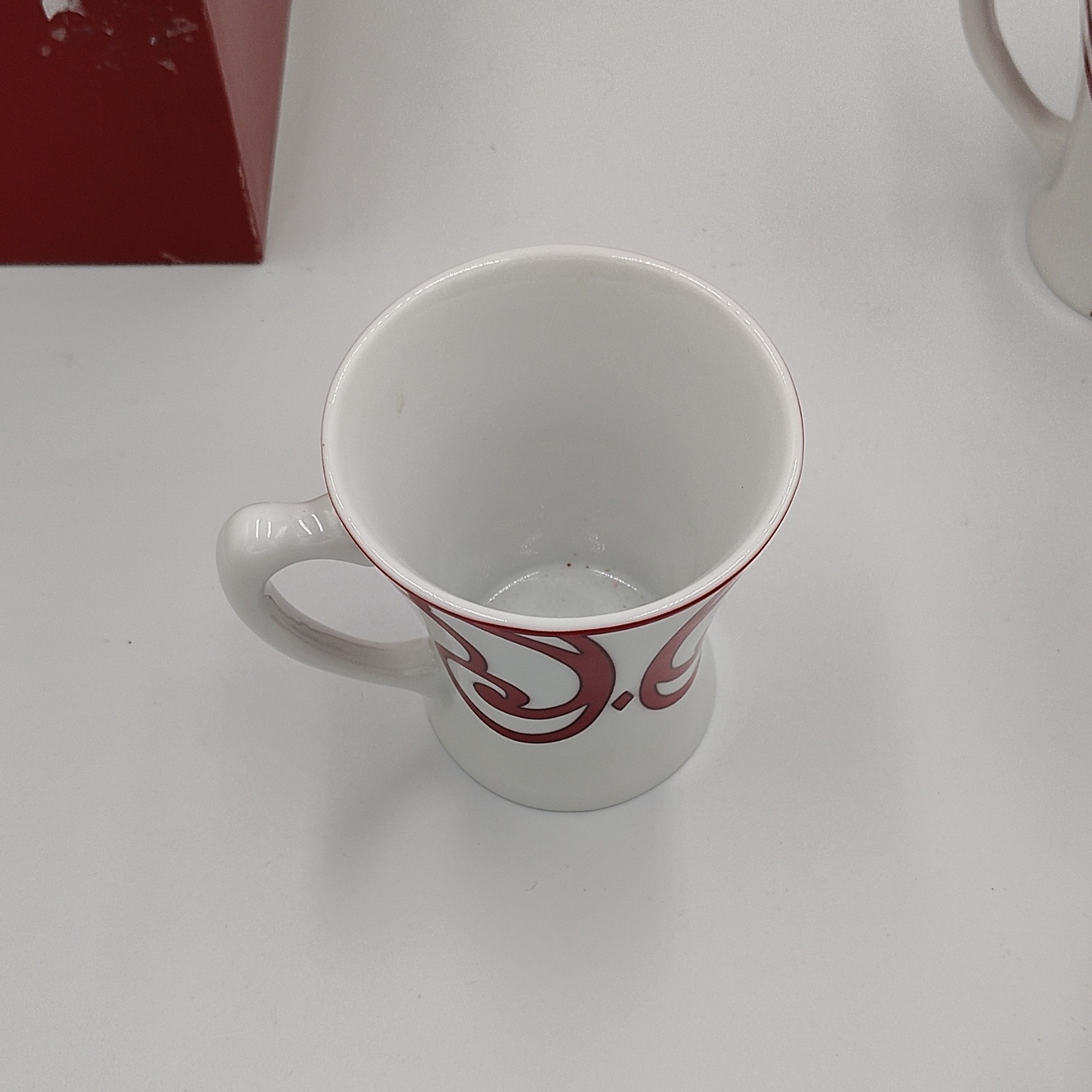 Ceramic Coffee Mug Set 4pc 10oz White Red Floral Round With Handle red velvet