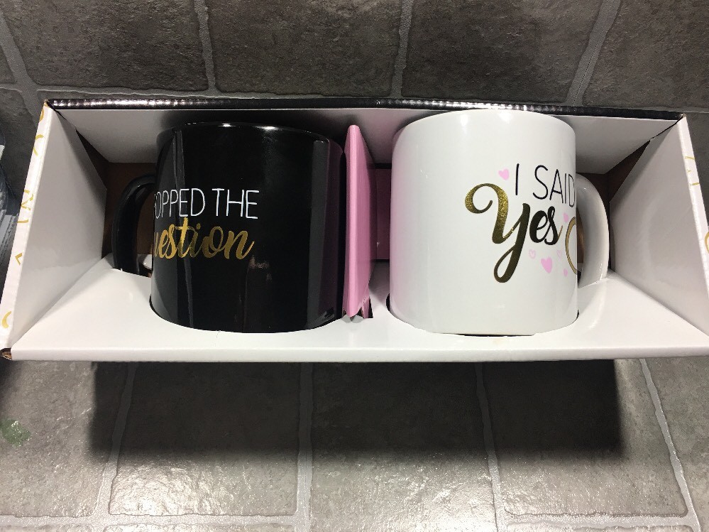 Ceramic Engagement Announcement Mug Set: “I Said Yes”, “ I Popped The Question”