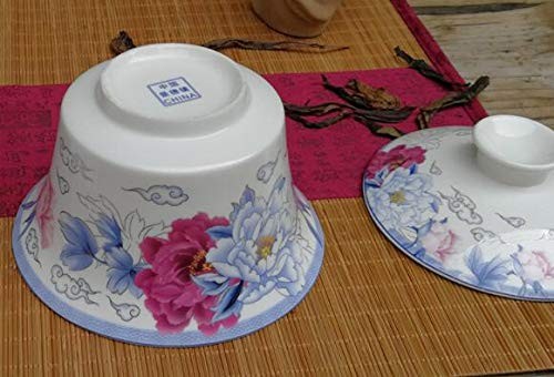 YBK Tech 10oz Large 5# Porcelain Kung Fu Gaiwan Tea Cup Saucer Lid Traditional