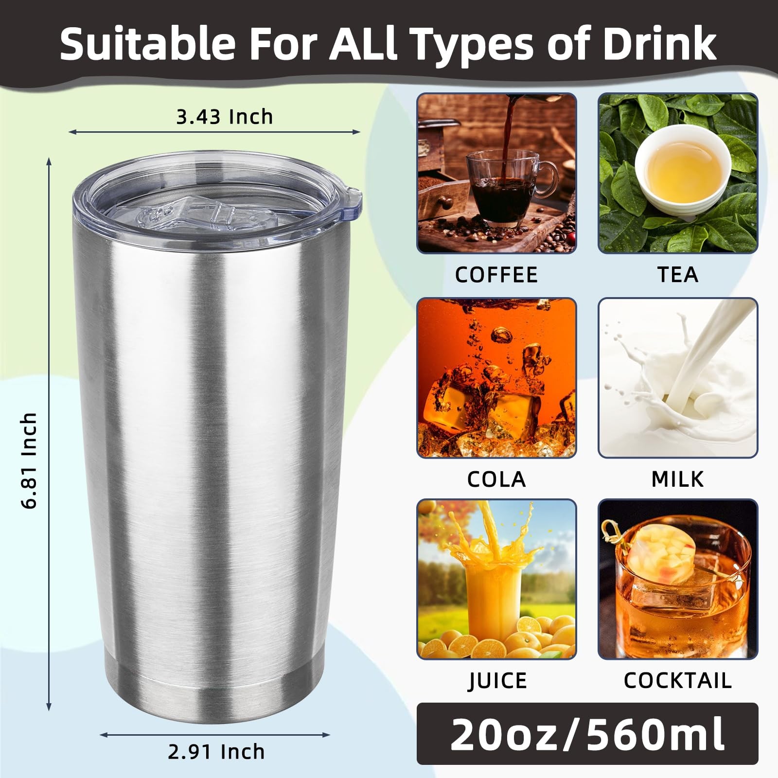 20oz Tumbler with Lid Stainless Steel Insulated Tumblers Travel Coffee Tumble…