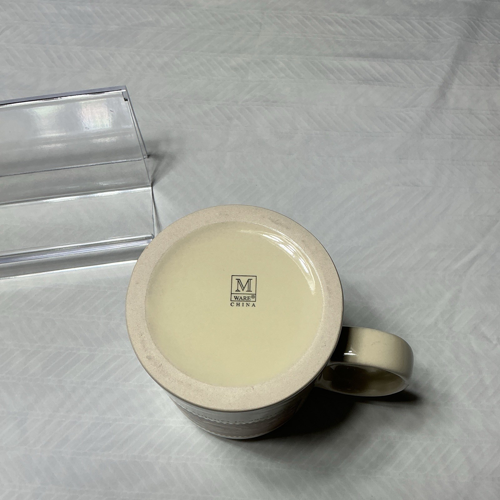 M. Ware Usinger’s Decorated China Beer Mug Stein Beige Pictorial 15 fl oz