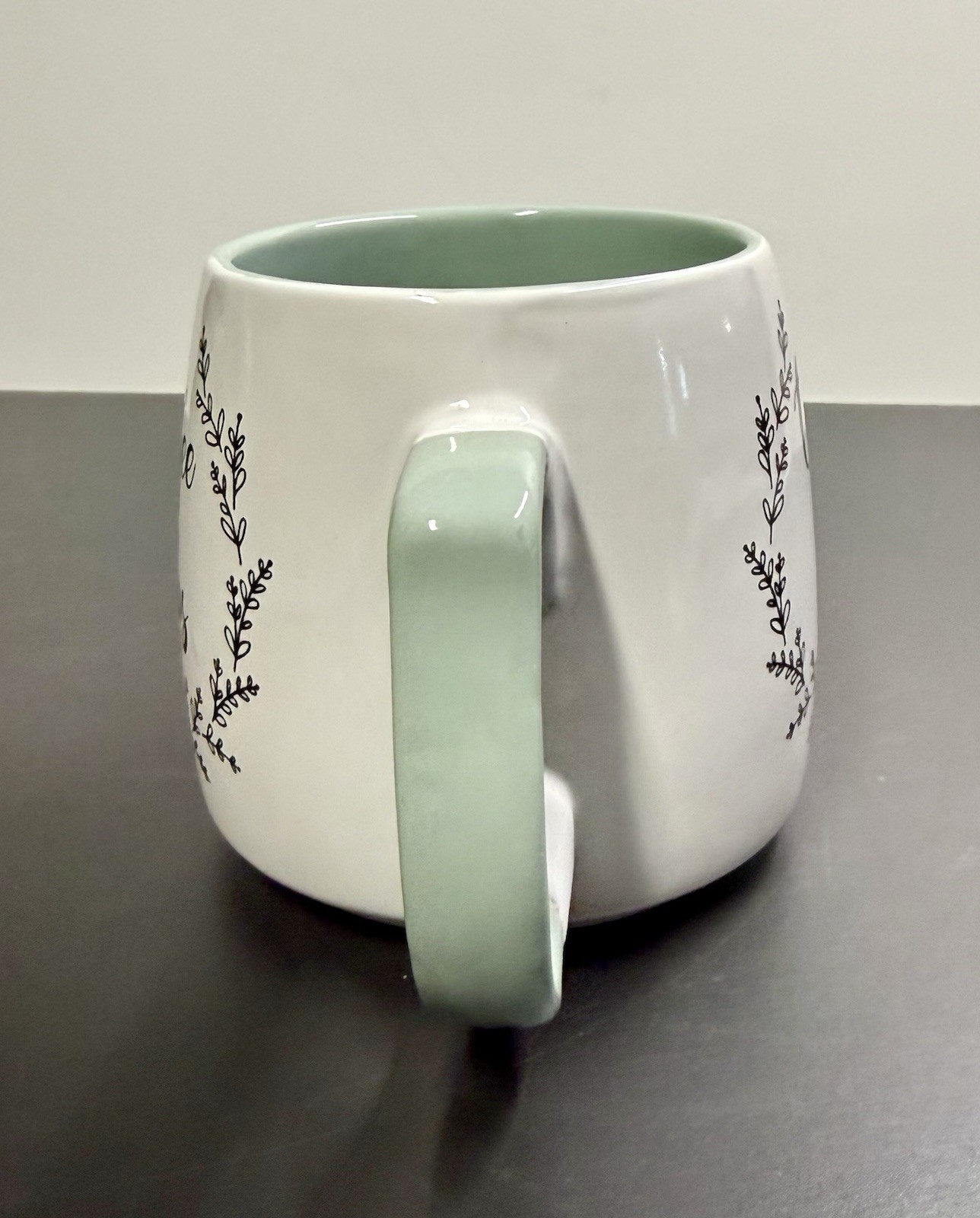 Coffee & Jesus Large Seafoam Green & White Ceramic Mug 16.0 oz 4.0” Cross Inside