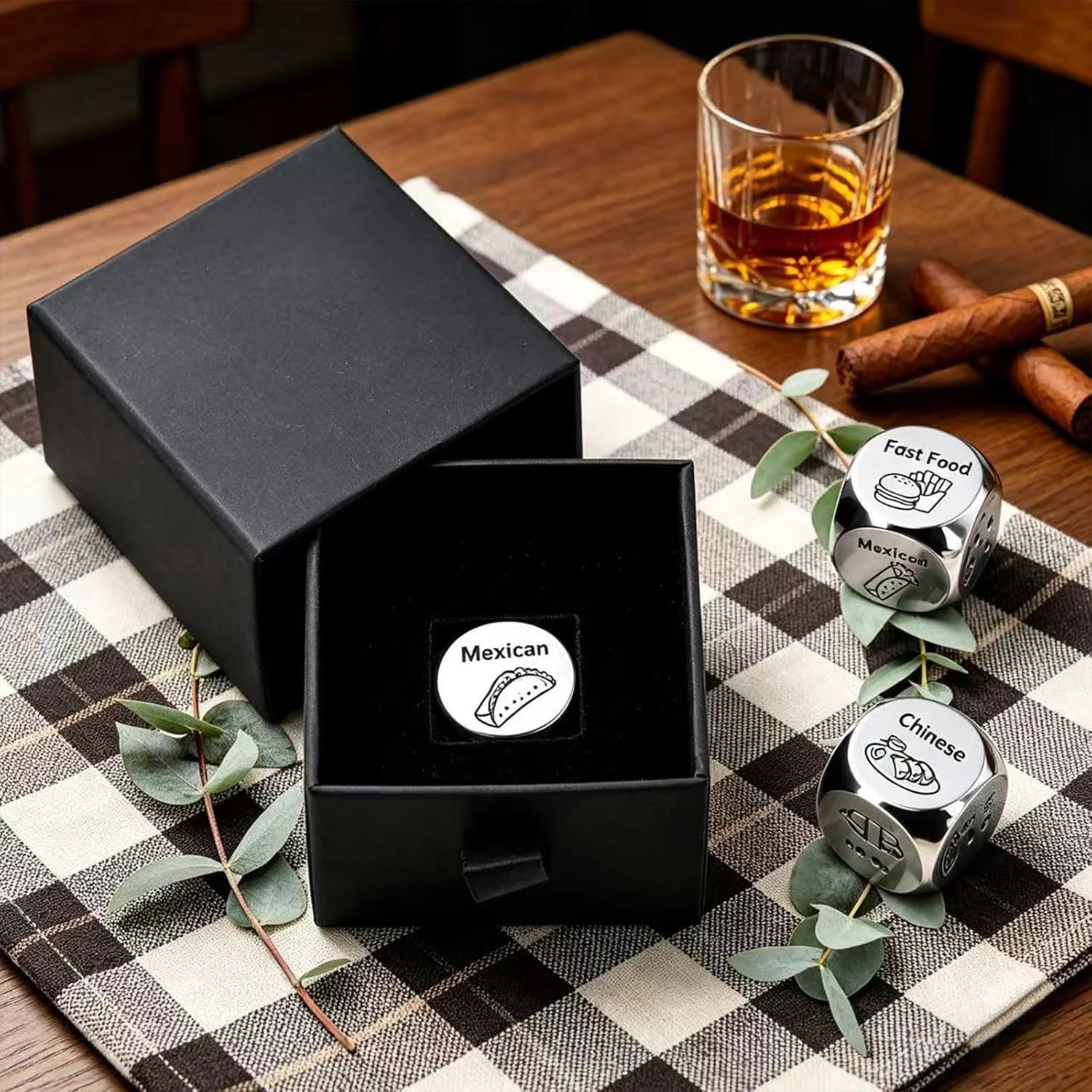 Food Decision Dice Fathers Day Gift for Dad Funny Stainless Steel Food Dice Game