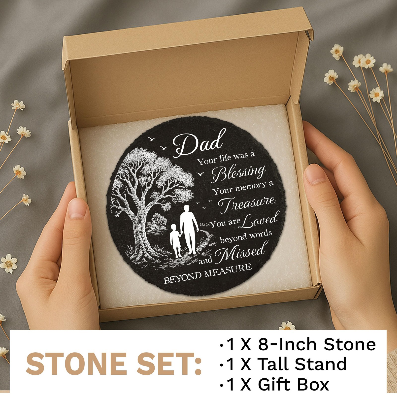 DIGIKAZZ Memorial Garden Stones for Dad, Memorial Gifts for Loss of Father, S…