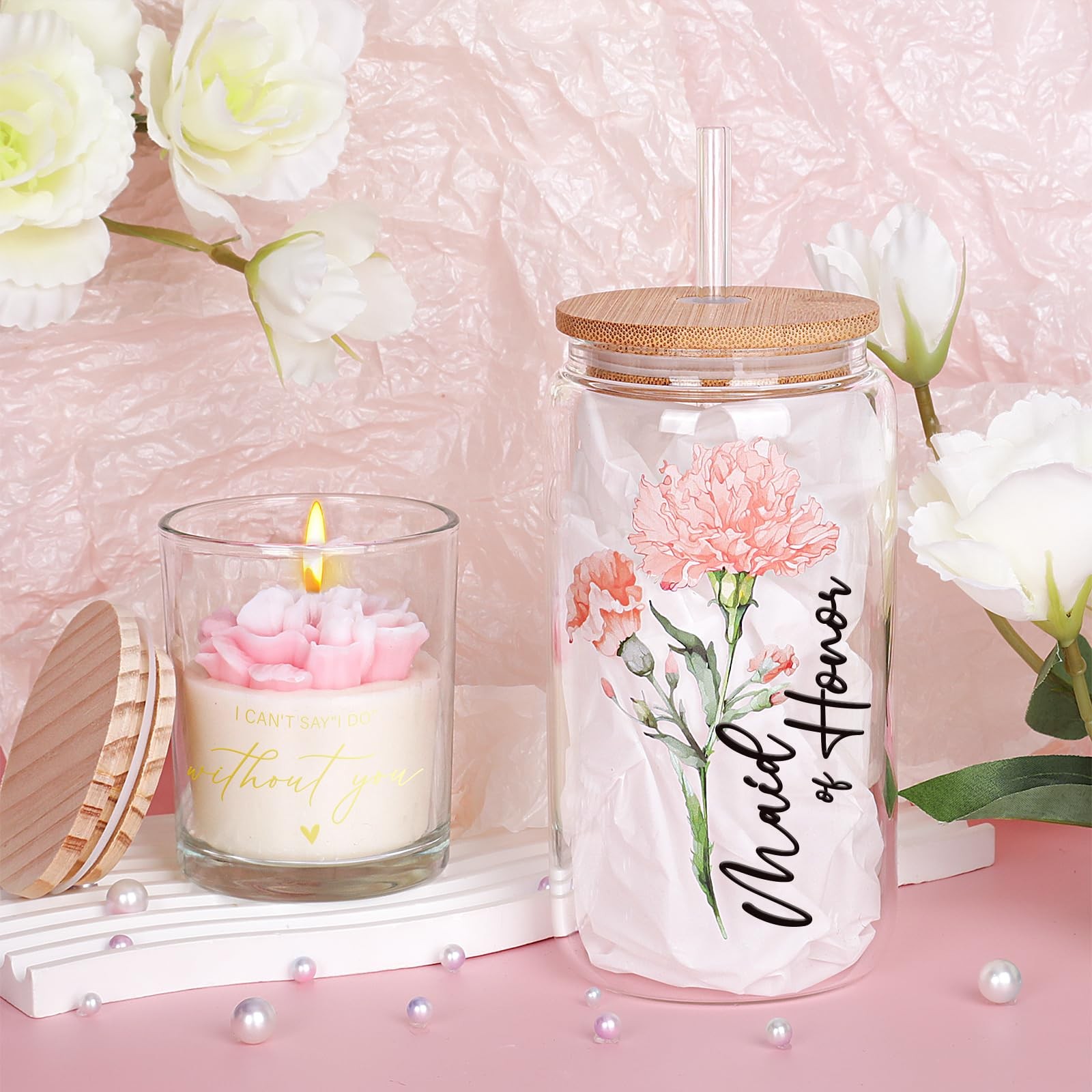 Will You Be My Maid of Honor Glass Cup & Tote Bag Wedding Proposal Gift