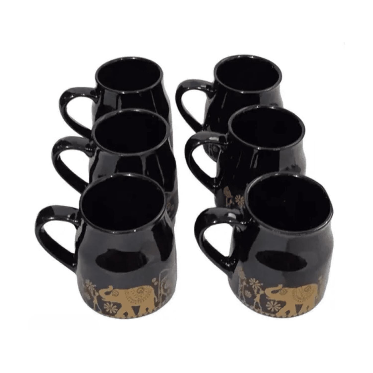 Black Ceramic Tea Cups Set of 6 for Coffee Hot & Cold Tea Cup 150 ML