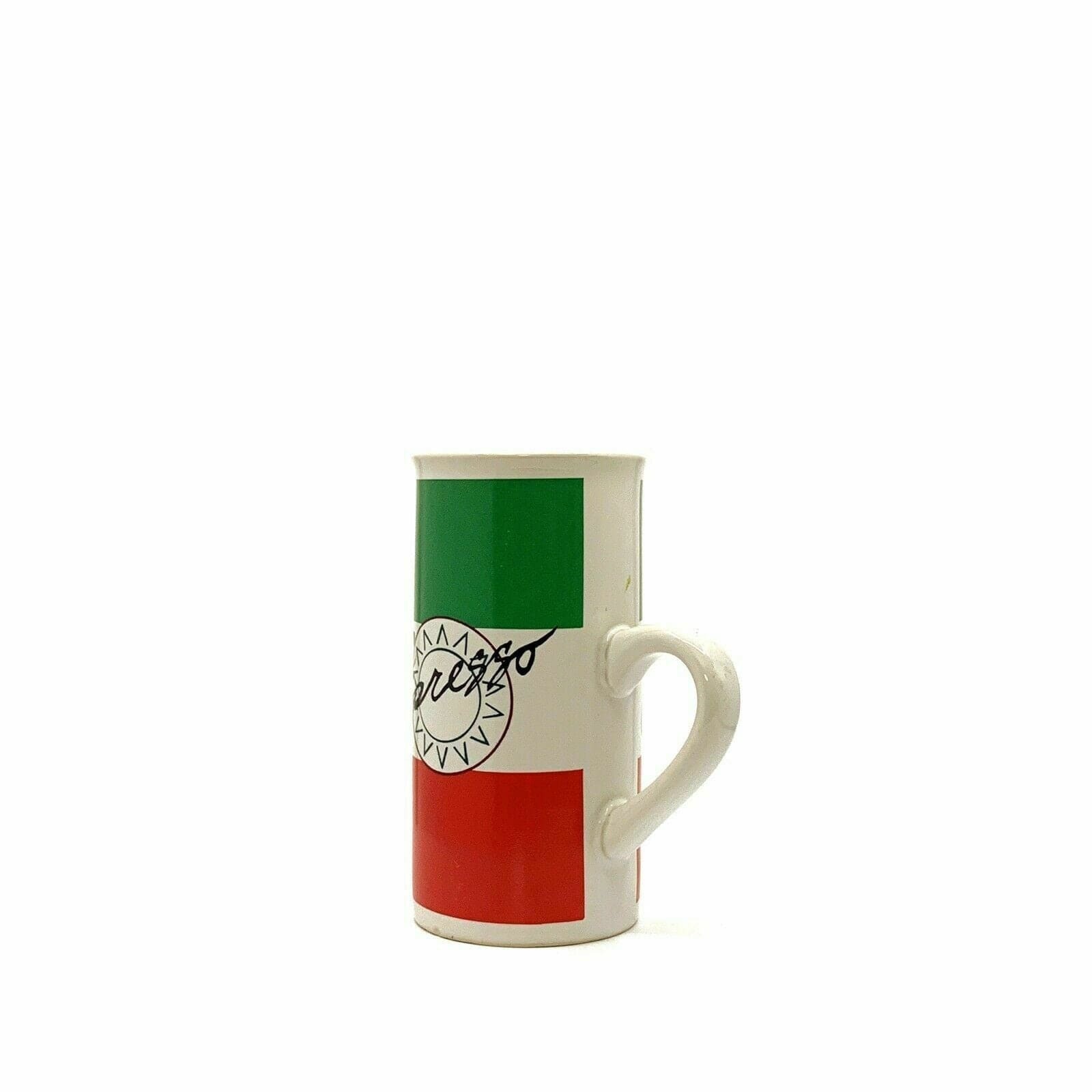 Papel Espresso Coffee Cup 8 fl oz Ceramic Green/White/Red Very Good