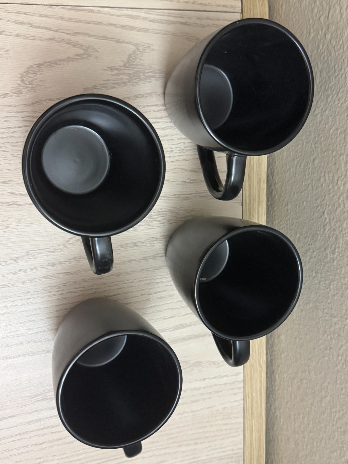 Matte Black Mugs Set for 4