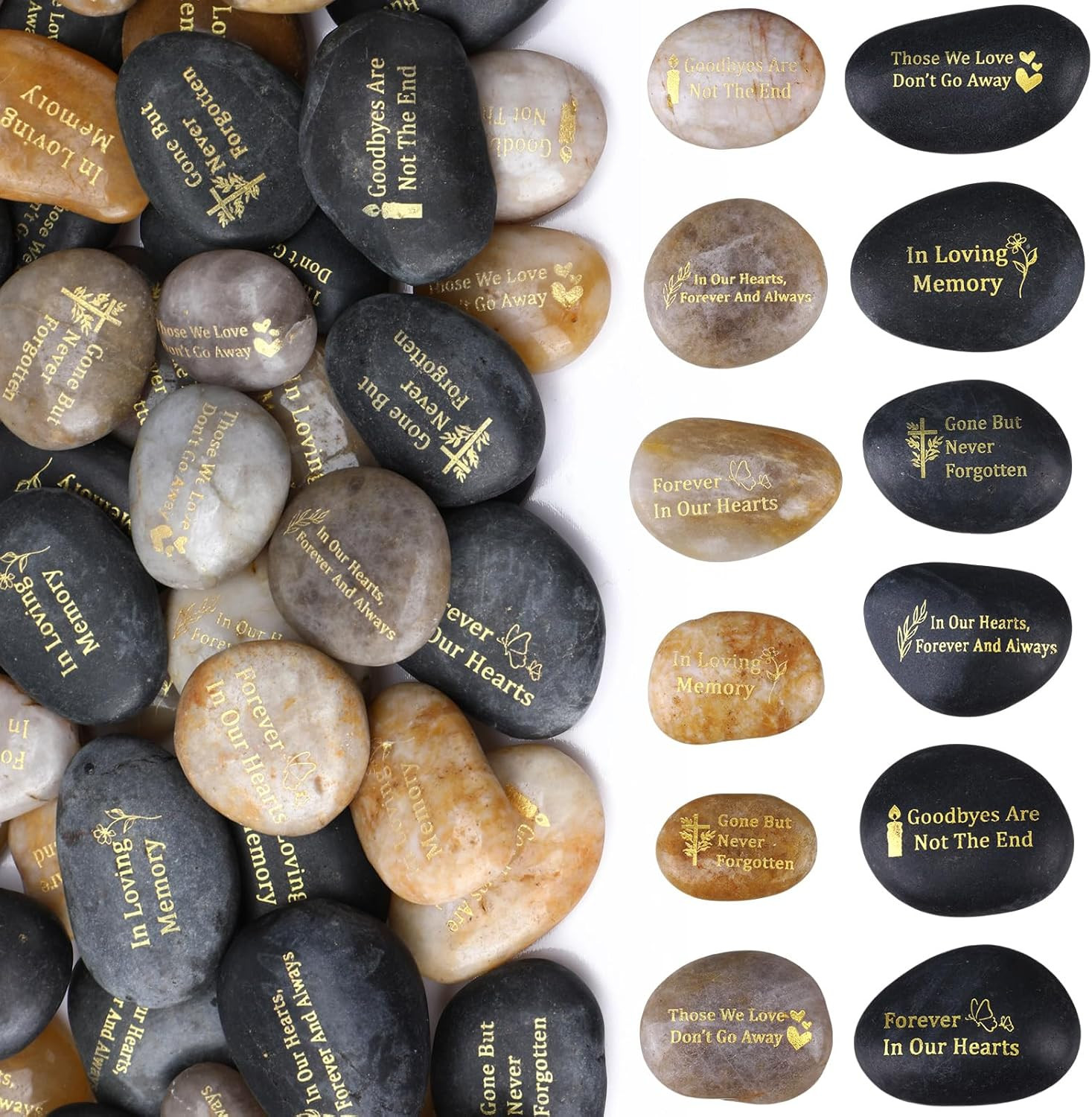 60 Pcs Memorial Stone 1.97 Inch Celebration of Life Favor Inspirational River Ro