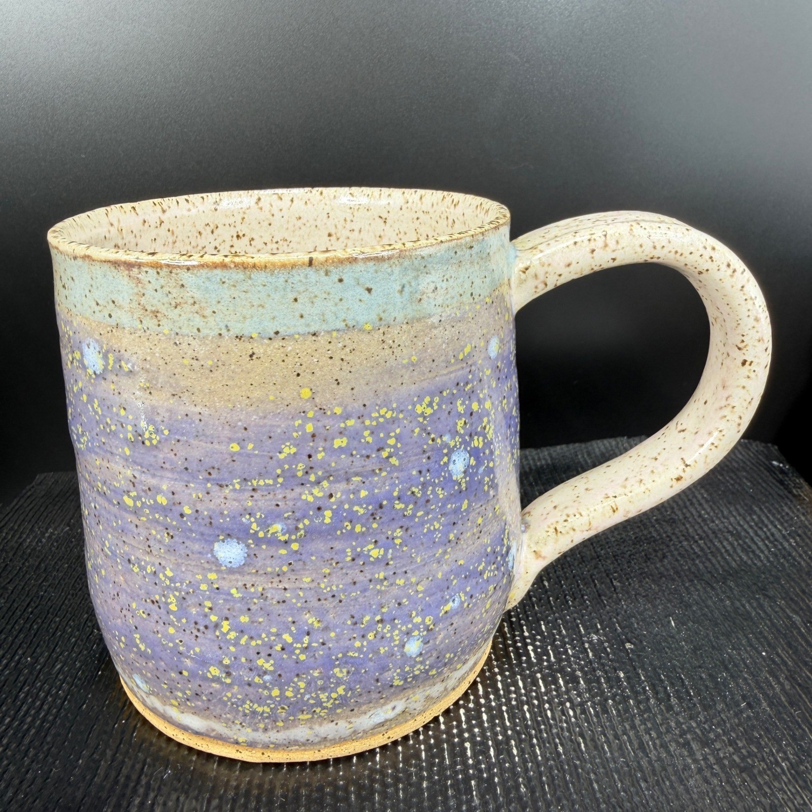 Studio Pottery Galaxy Glaze Mug Purple Blue Speckled Handcrafted Ceramic Cup Mug