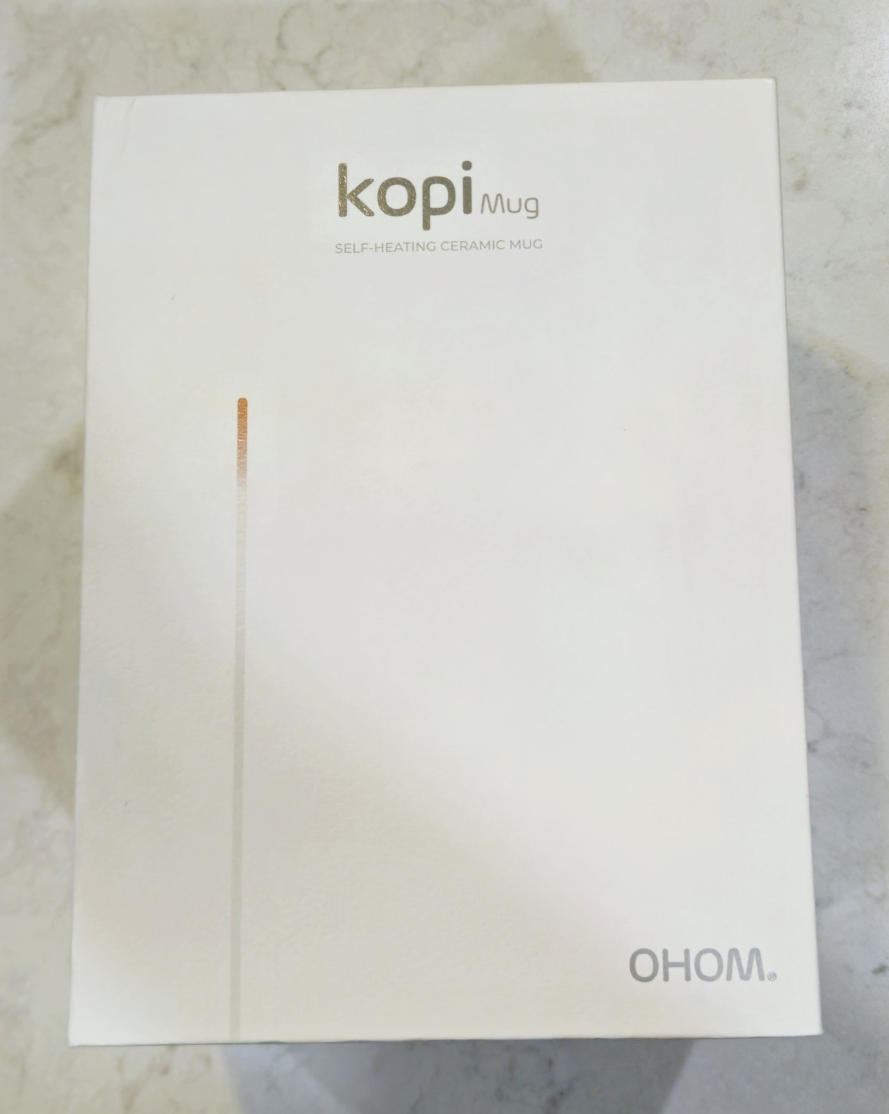 Ohom Kopi Mug 12oz and Warmer Gold Self Heating Mug Ceramic New open box TESTED