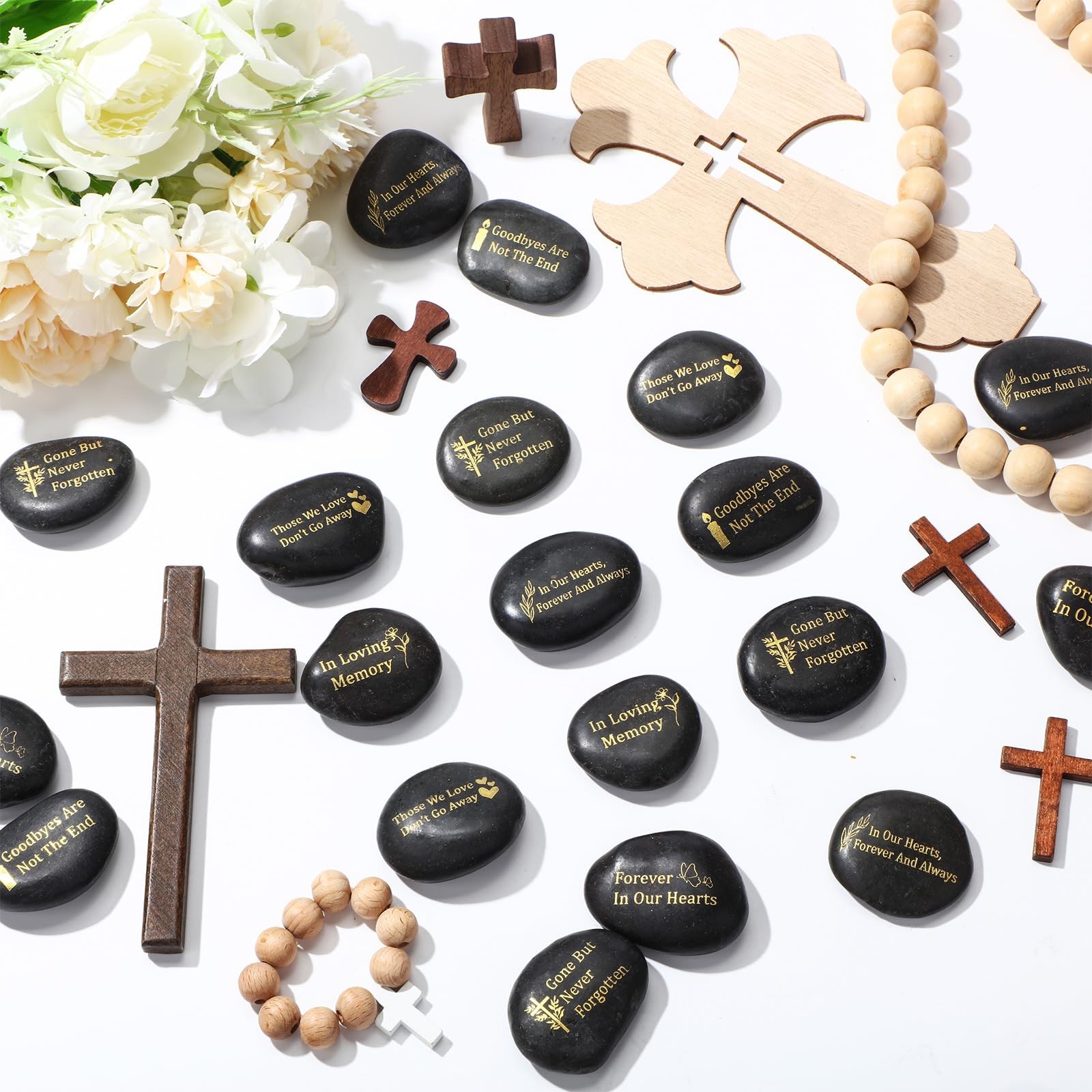 30 Pcs Memorial Stone 1.97 Inch Celebration of Life Favor Inspirational River…