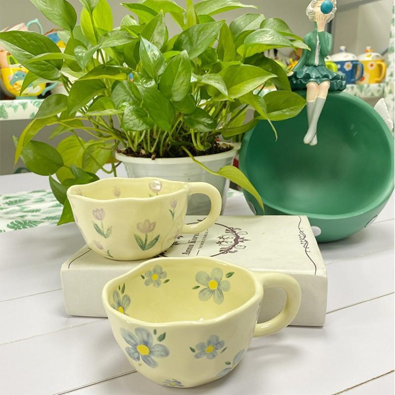 Hand-pinched Irregular Flower Ceramic Mug